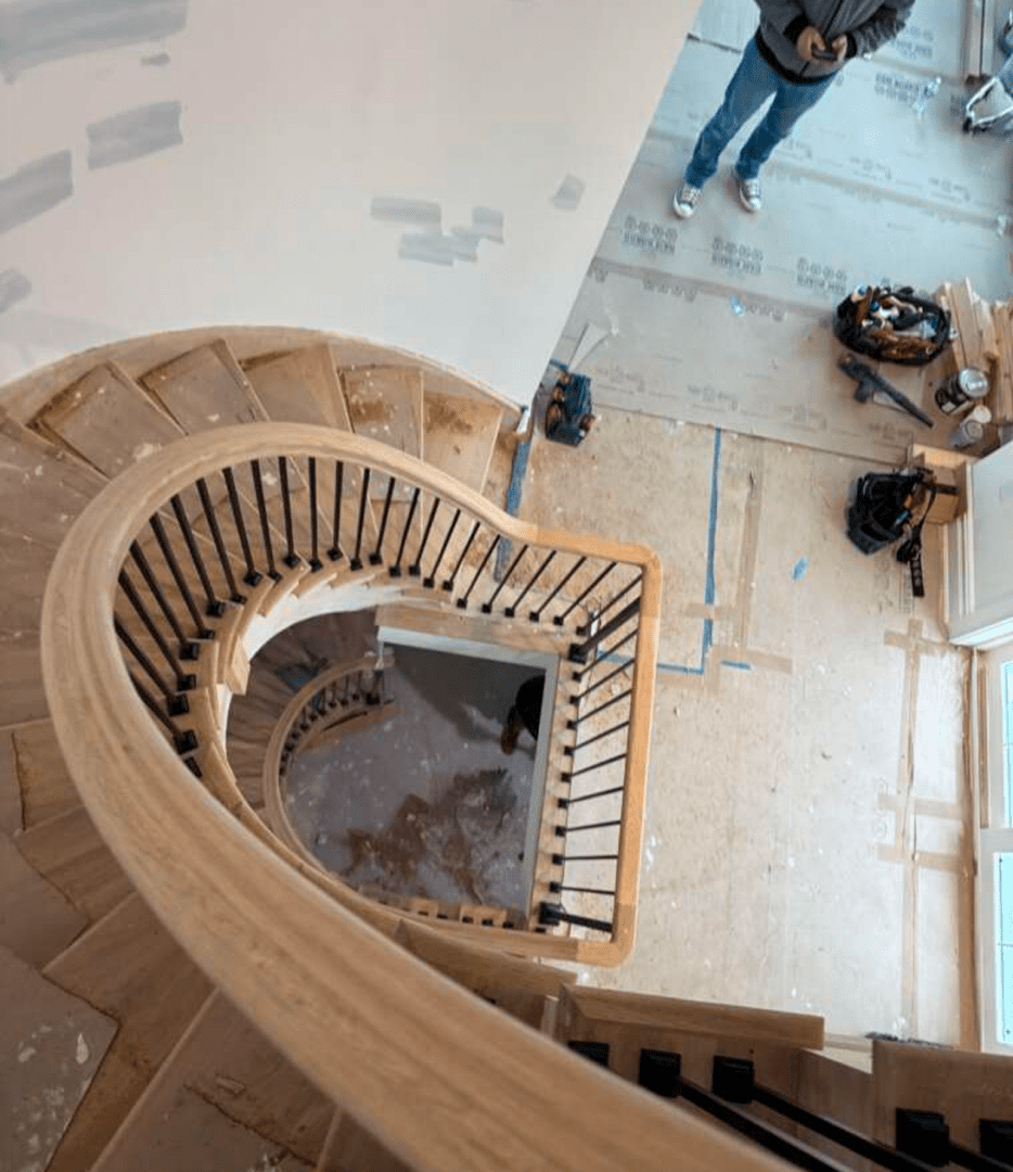 Spiral staircase under construction