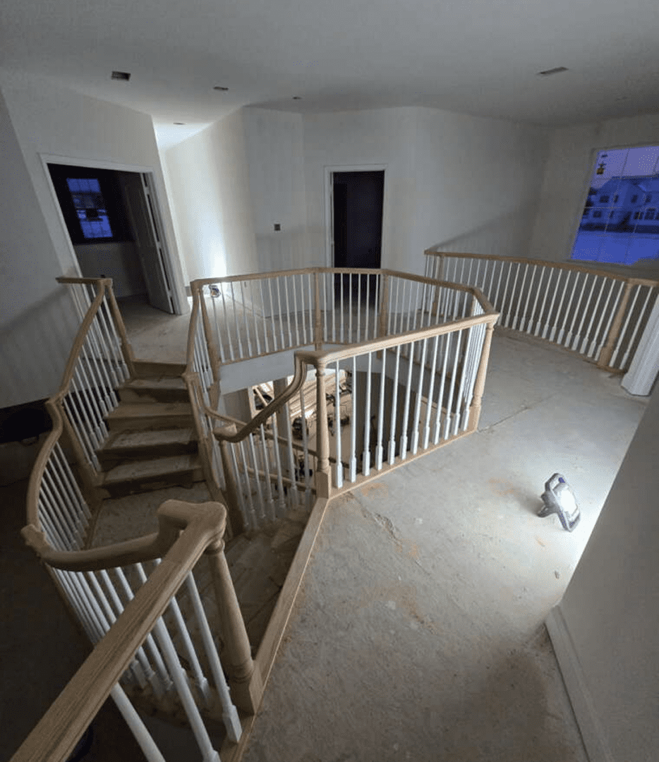 Bare wooden stairs in a building