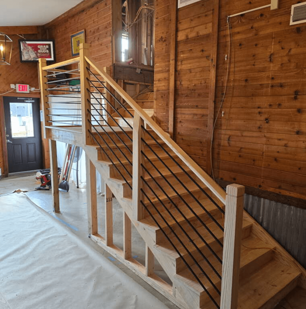 Rustic interior wooden staircase